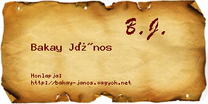 Bakay János névjegykártya