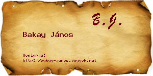 Bakay János névjegykártya